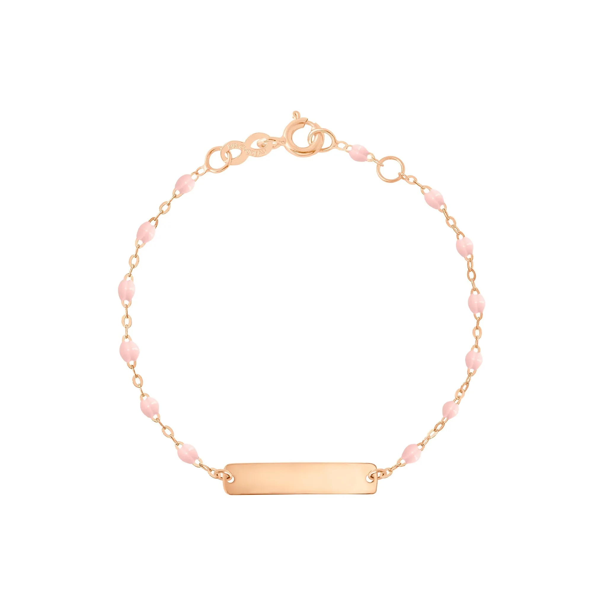 Little Gigi Baby Pink bracelet, Rectangle plaque, Rose Gold, 5.1