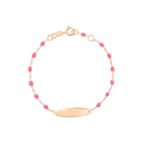 Little Gigi Pink bracelet, Oval plaque, Rose Gold, 5.9