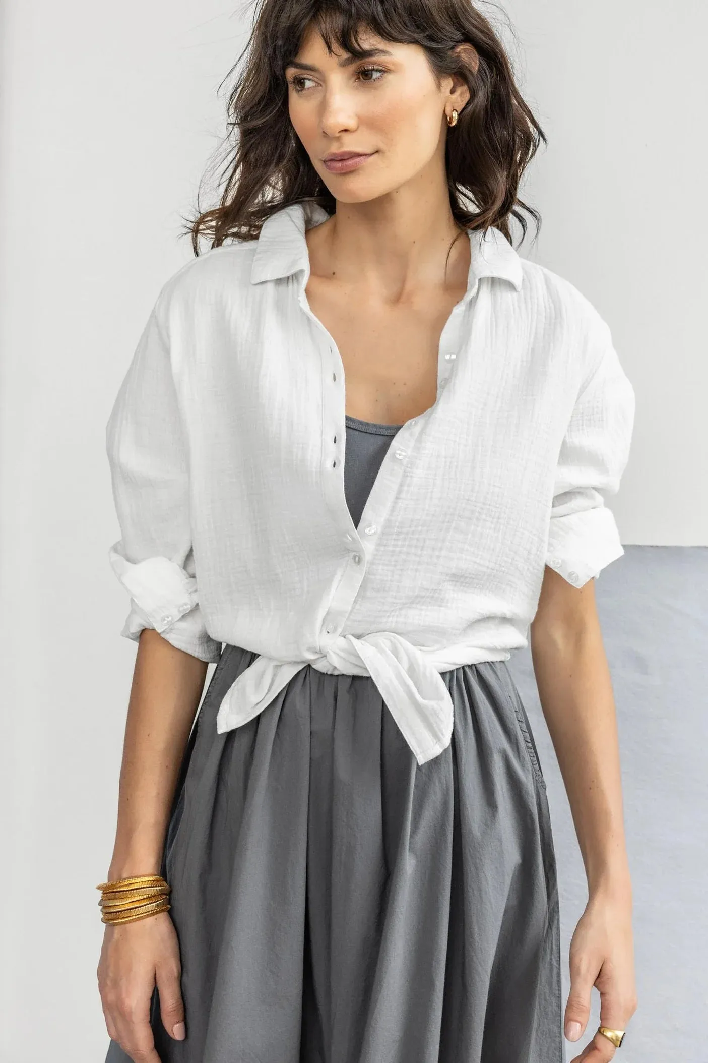 Long Sleeve Gauze Button Down