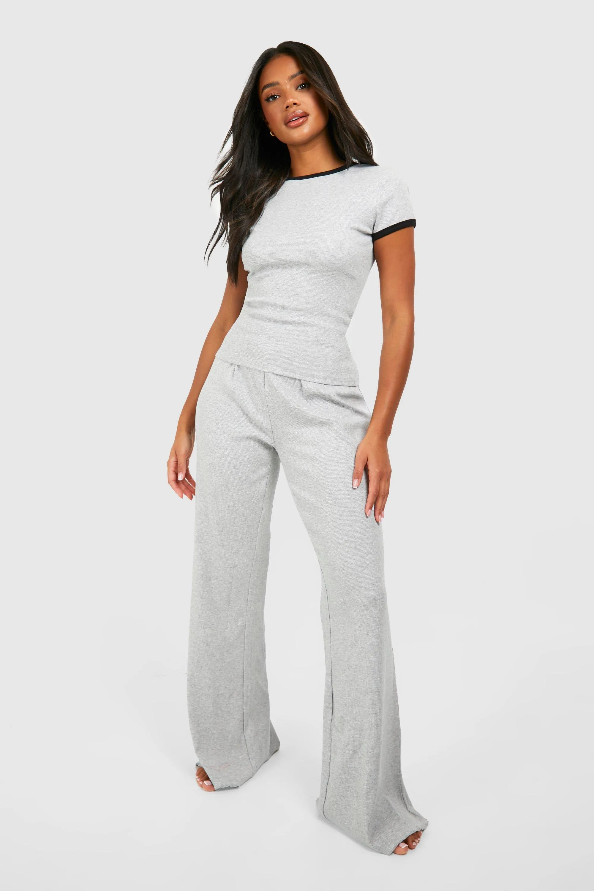 Lounge Grey Rib Wide Leg Pants