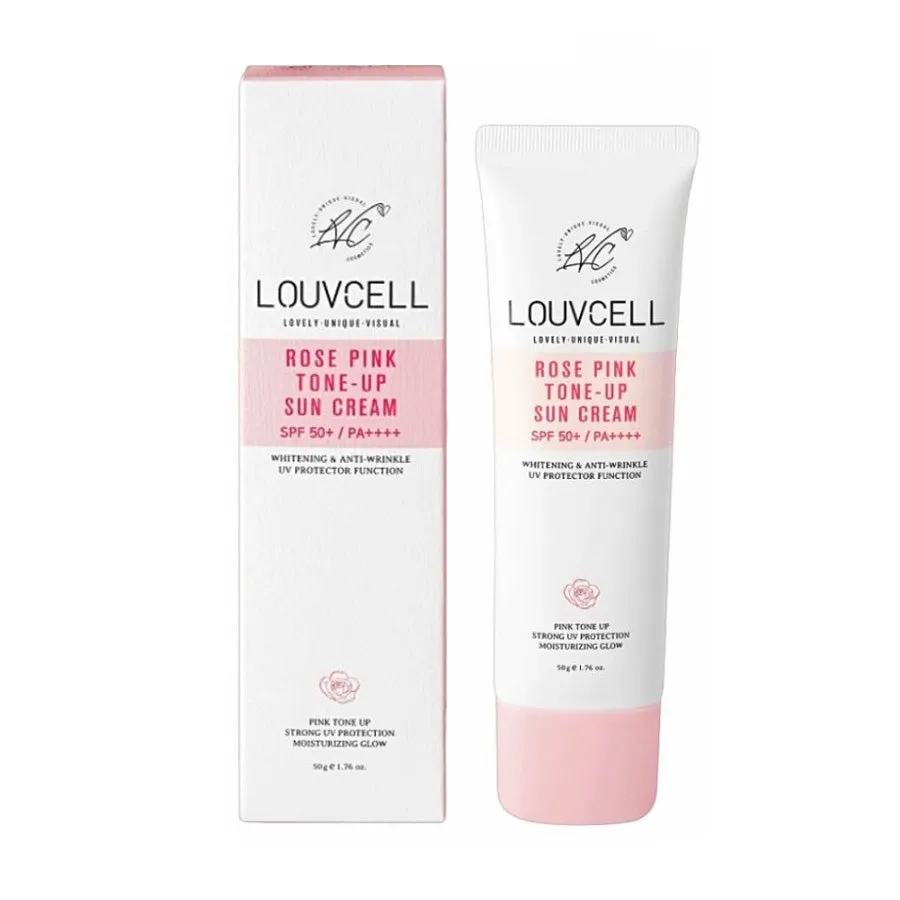 Louvcell Rose Pink Tone Up Sun Creams Instant Whitening Sunscreens Facial Sunblock Makeup Base Moisture SPF 50+/ Pa++++