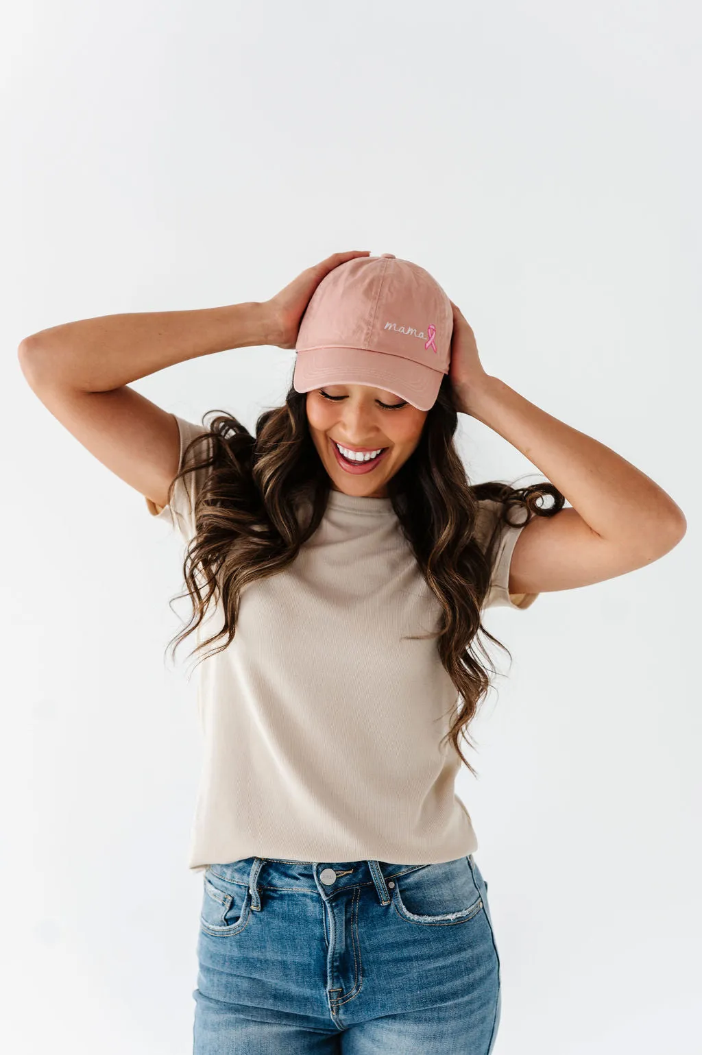 Mama Pink Ribbon Baseball Cap in Dusty Pink