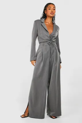 Marl Side Split Wide Leg Pants