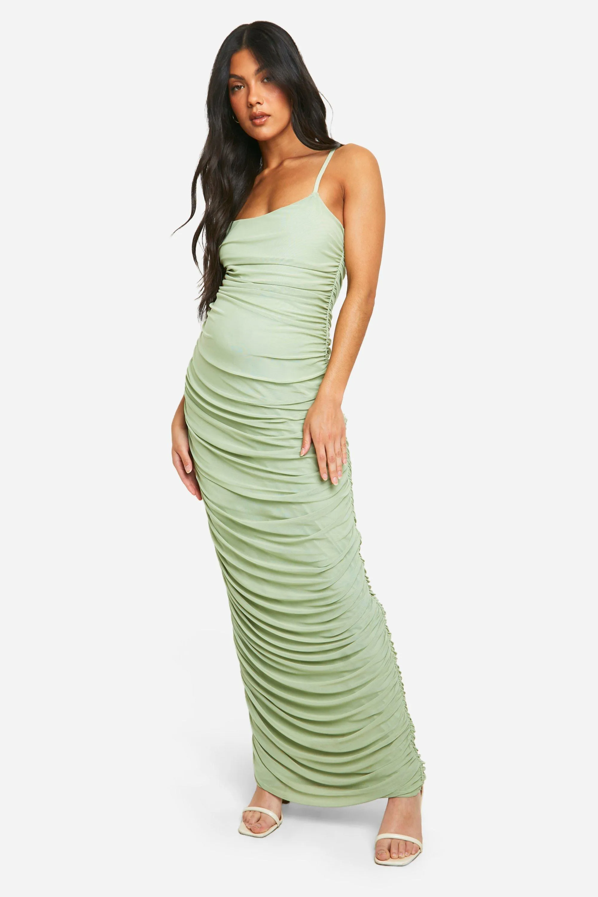 Maternity Mesh Strappy Maxi Dress