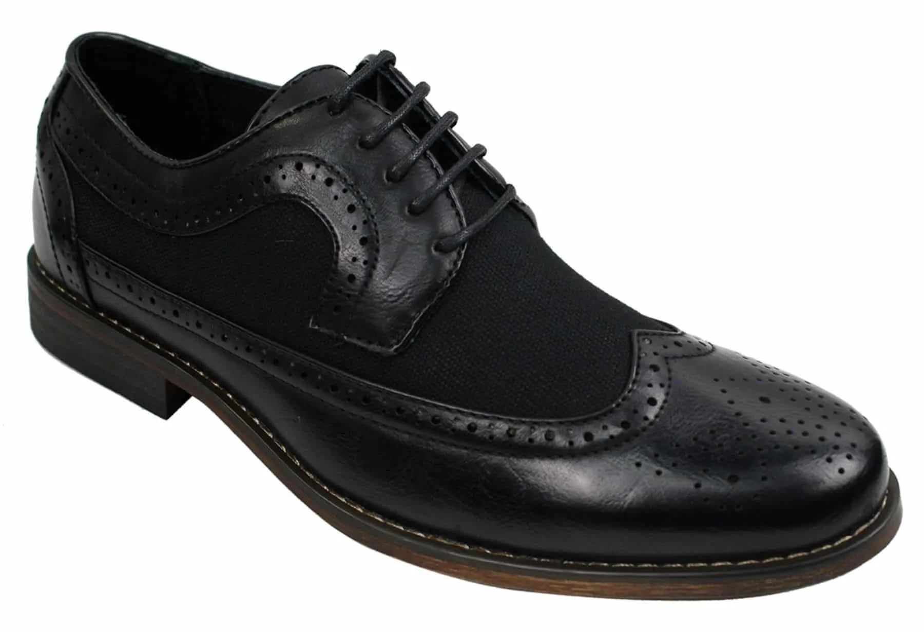 Mens Brogues Leather Shoes Italian Designer Smart Casual Brown Black Navy Retro