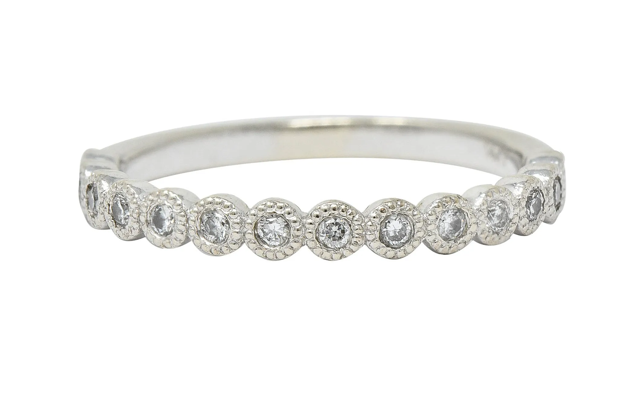 Modern Diamond 14 Karat White Gold Stacking Band Ring