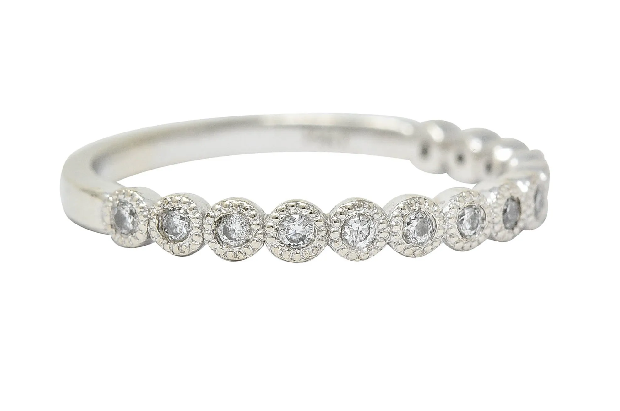 Modern Diamond 14 Karat White Gold Stacking Band Ring