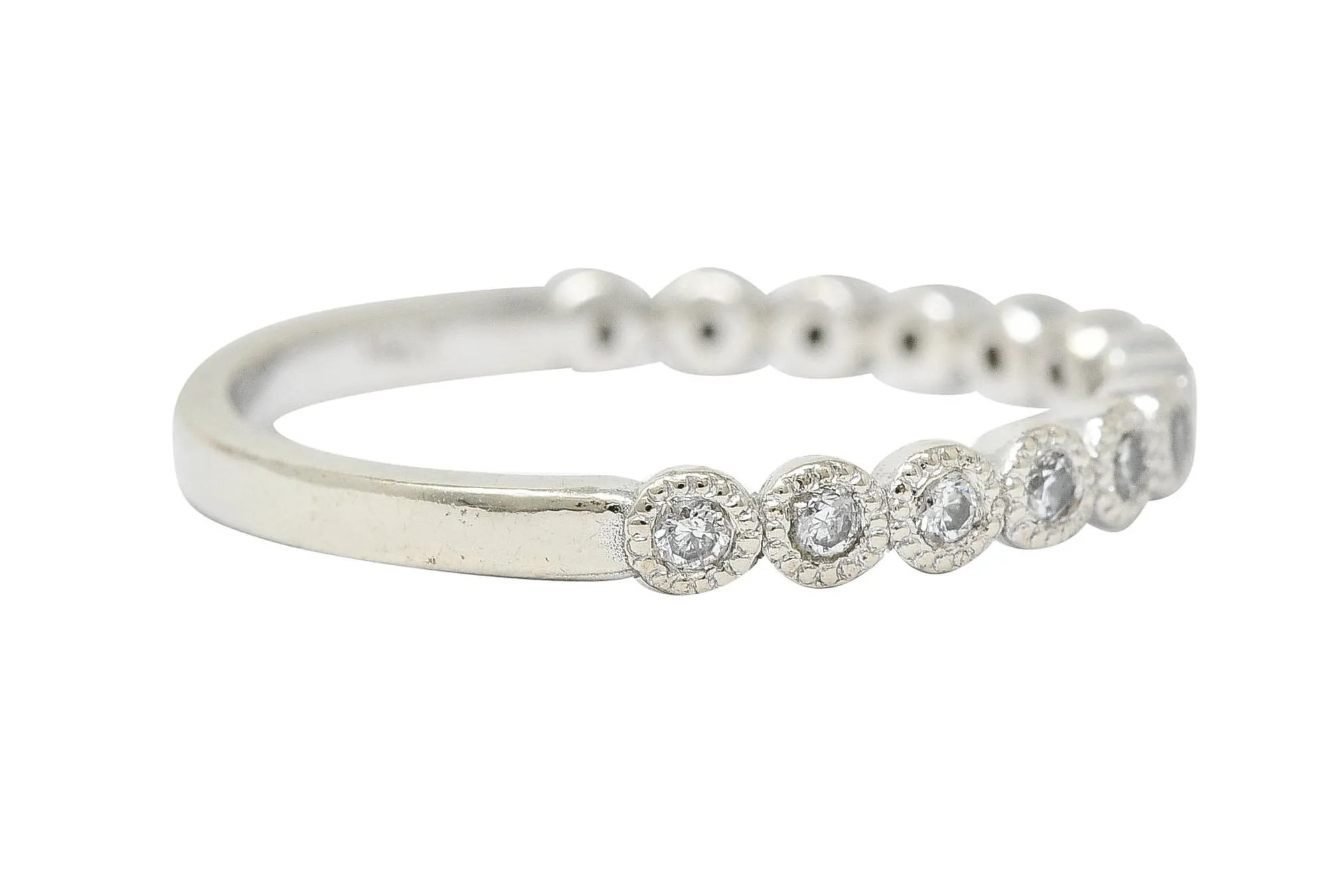 Modern Diamond 14 Karat White Gold Stacking Band Ring