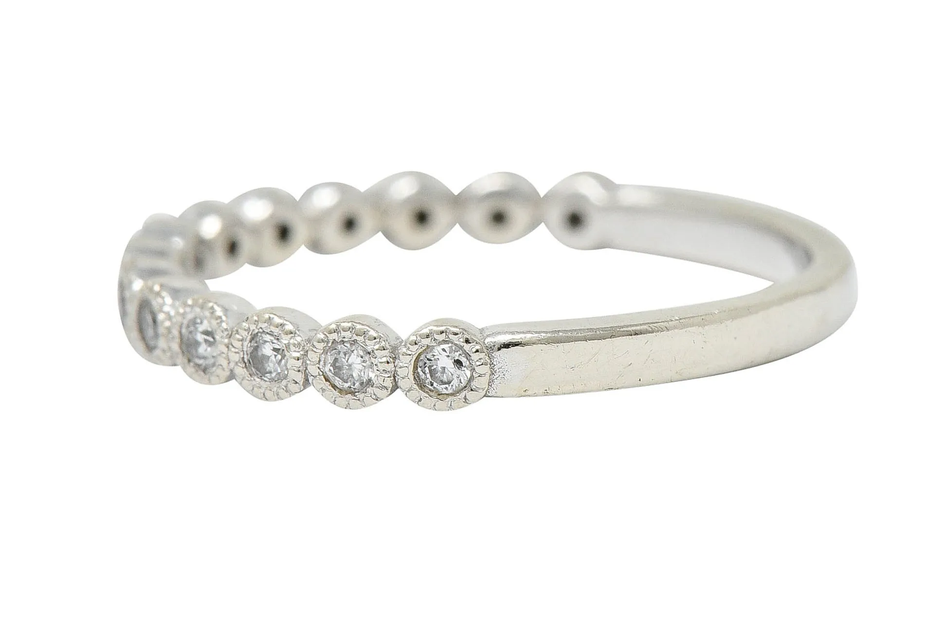 Modern Diamond 14 Karat White Gold Stacking Band Ring