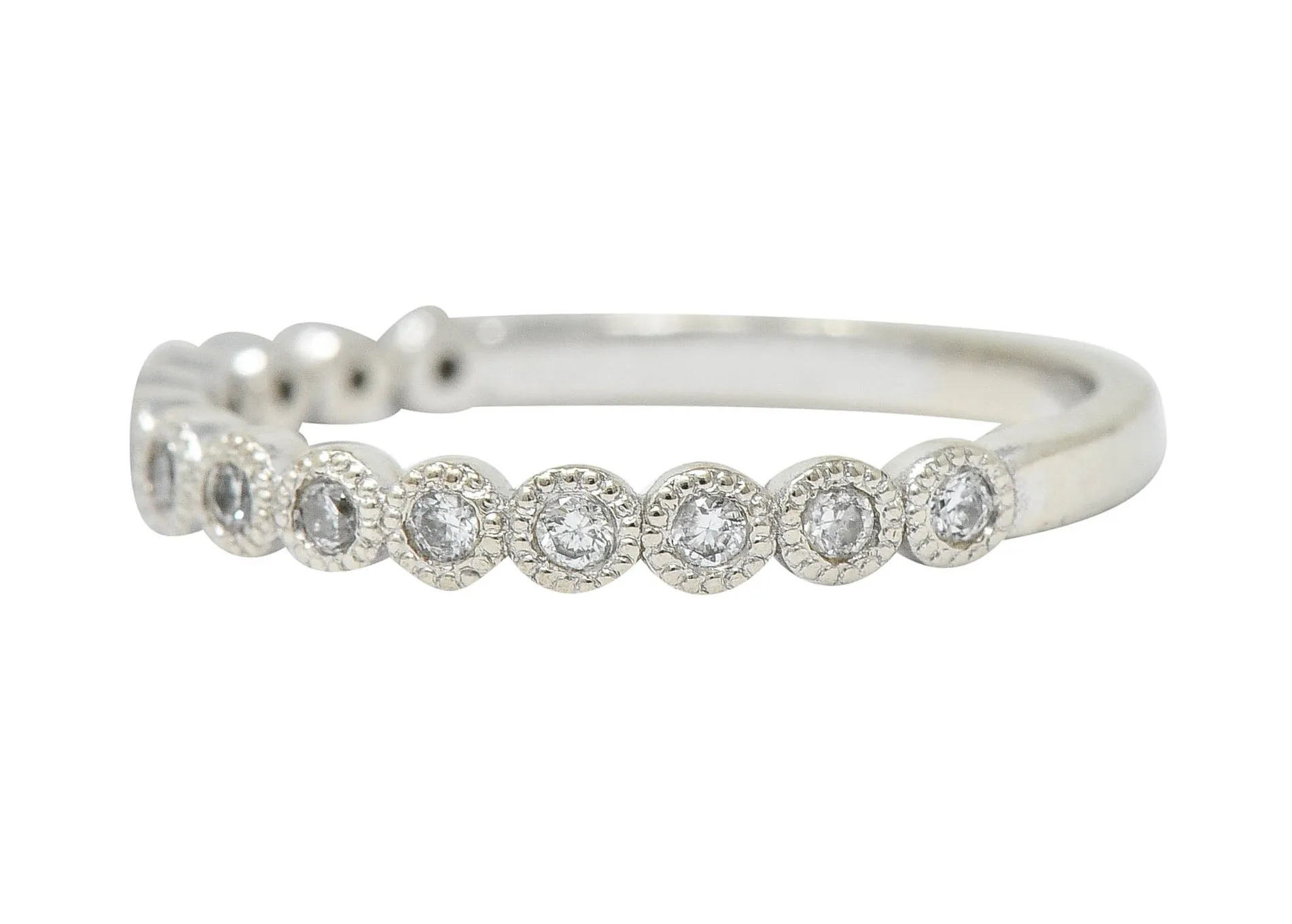 Modern Diamond 14 Karat White Gold Stacking Band Ring