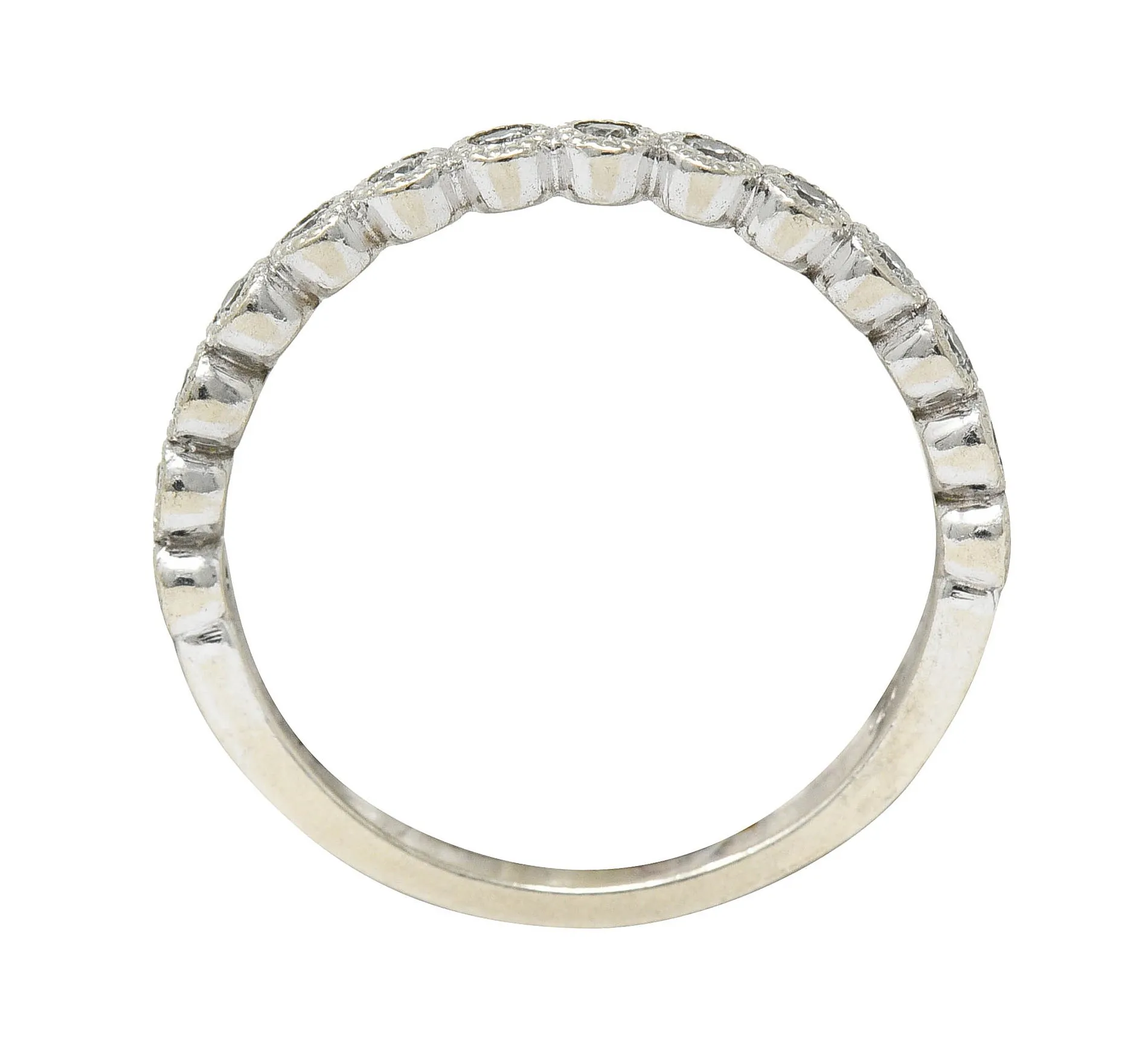 Modern Diamond 14 Karat White Gold Stacking Band Ring