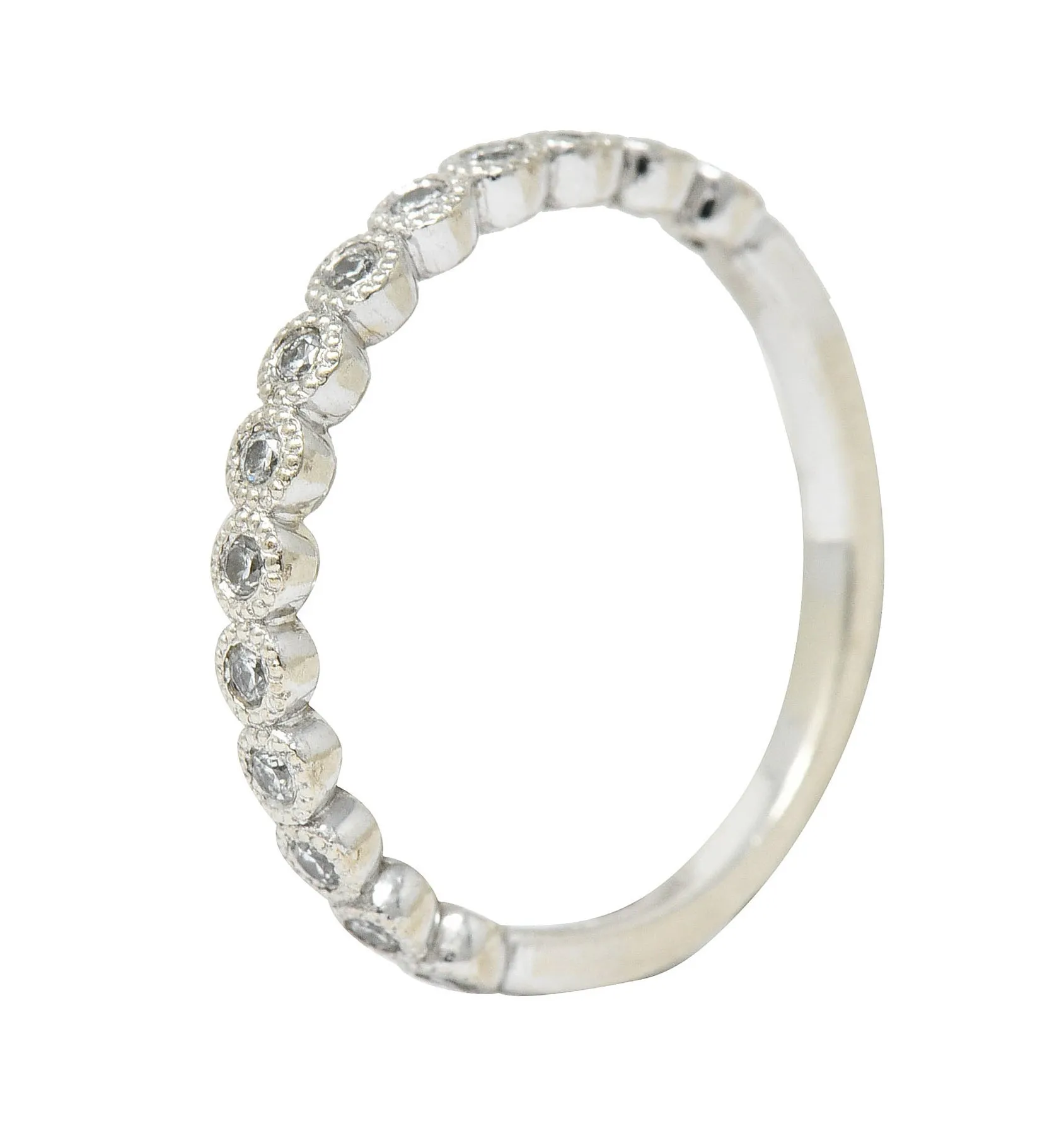 Modern Diamond 14 Karat White Gold Stacking Band Ring