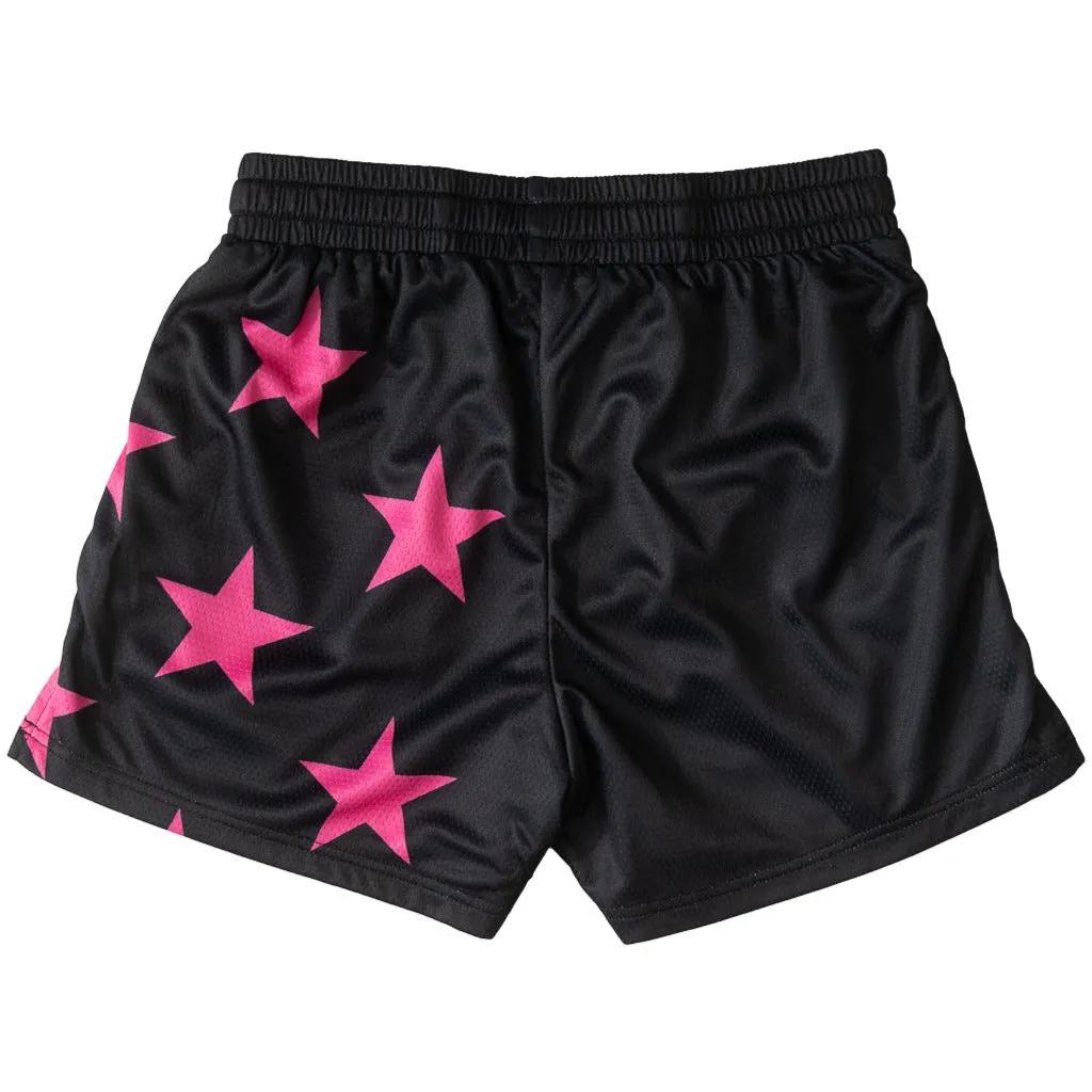 MUAY THAI SHORTS (MID THIGH CUT) STAR BOY - BLACK / PINK