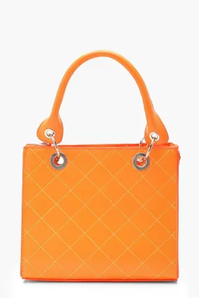 Neon Orange Structured Mini Tote Bag