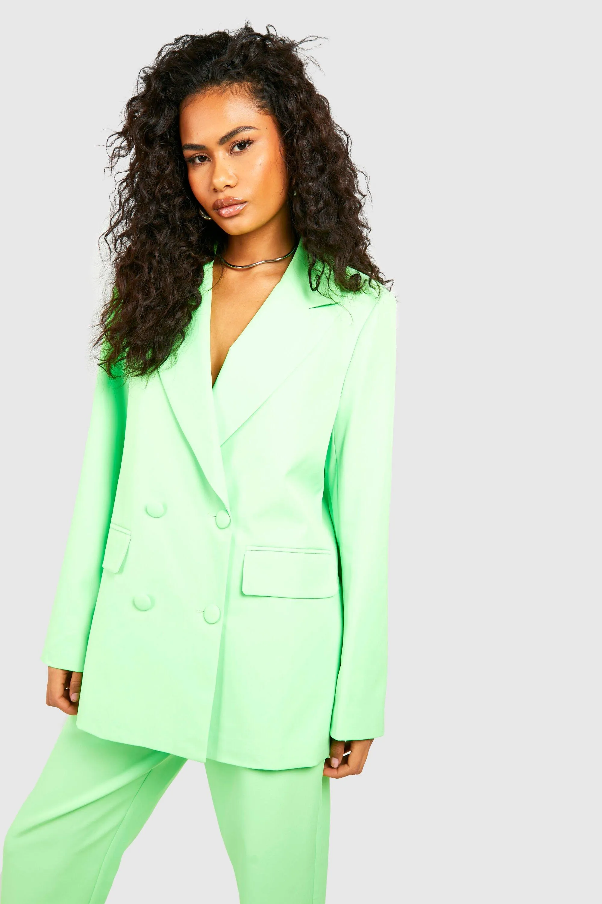 Neon Relaxed Fit Double Breasted Tailored Blazer