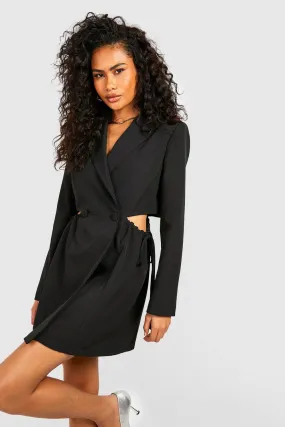 Neon Ruched Tie Side Blazer Dress