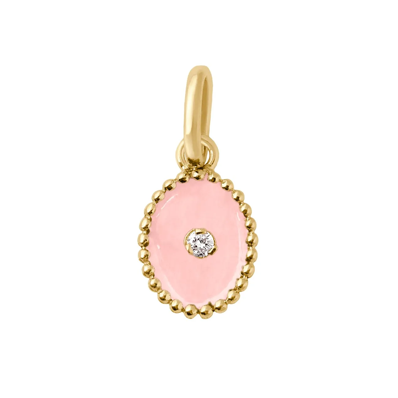 North Star Baby Pink resin pendant, Yellow Gold