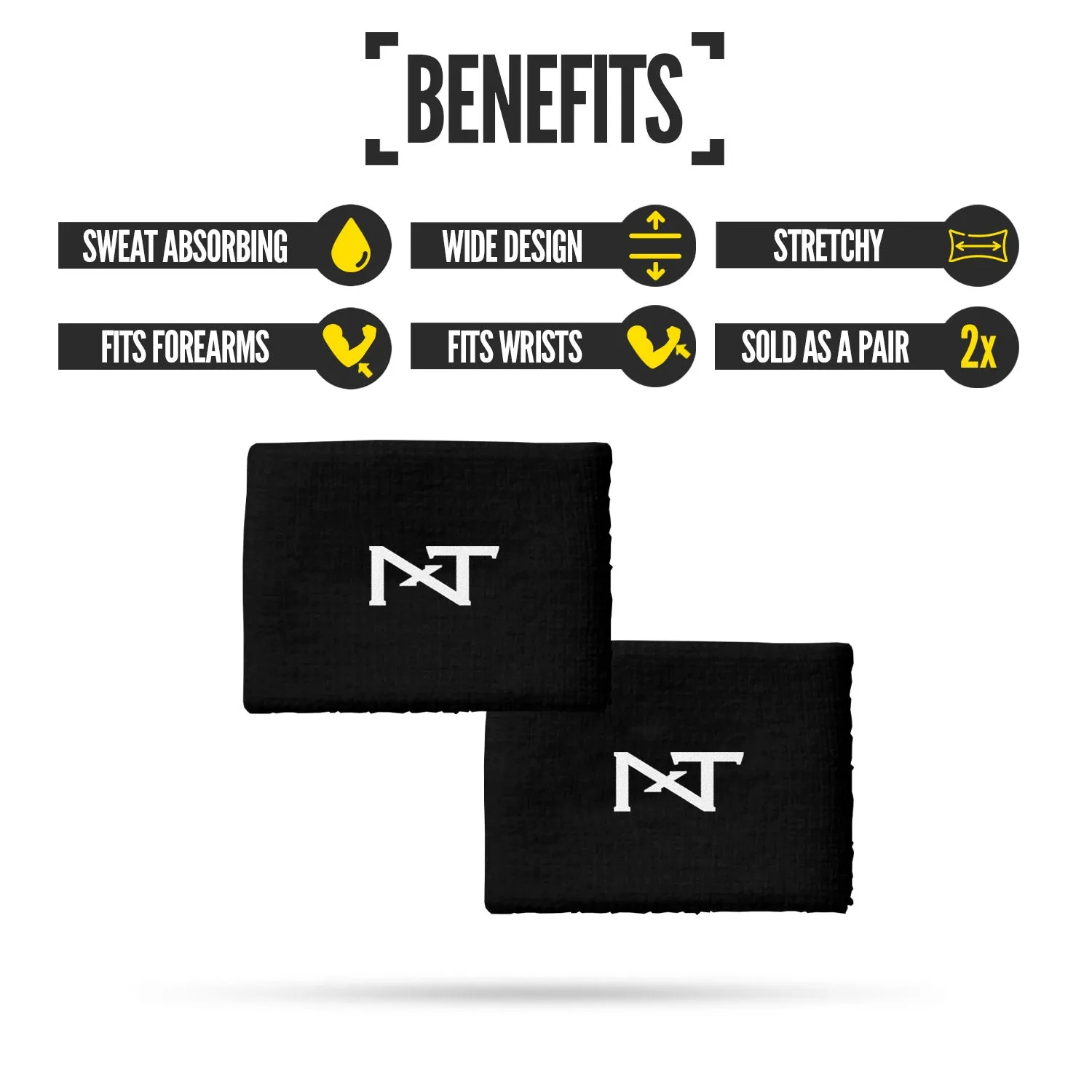 NXTRND Wrist Bands Black (1 Pair)