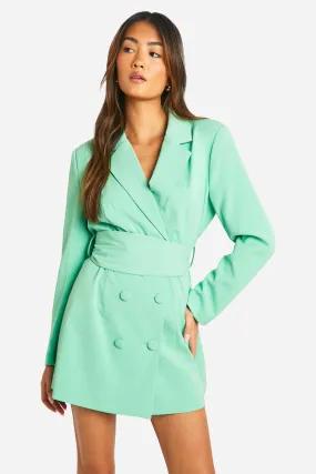 Obi Tie Waist Tailored Blazer Dress