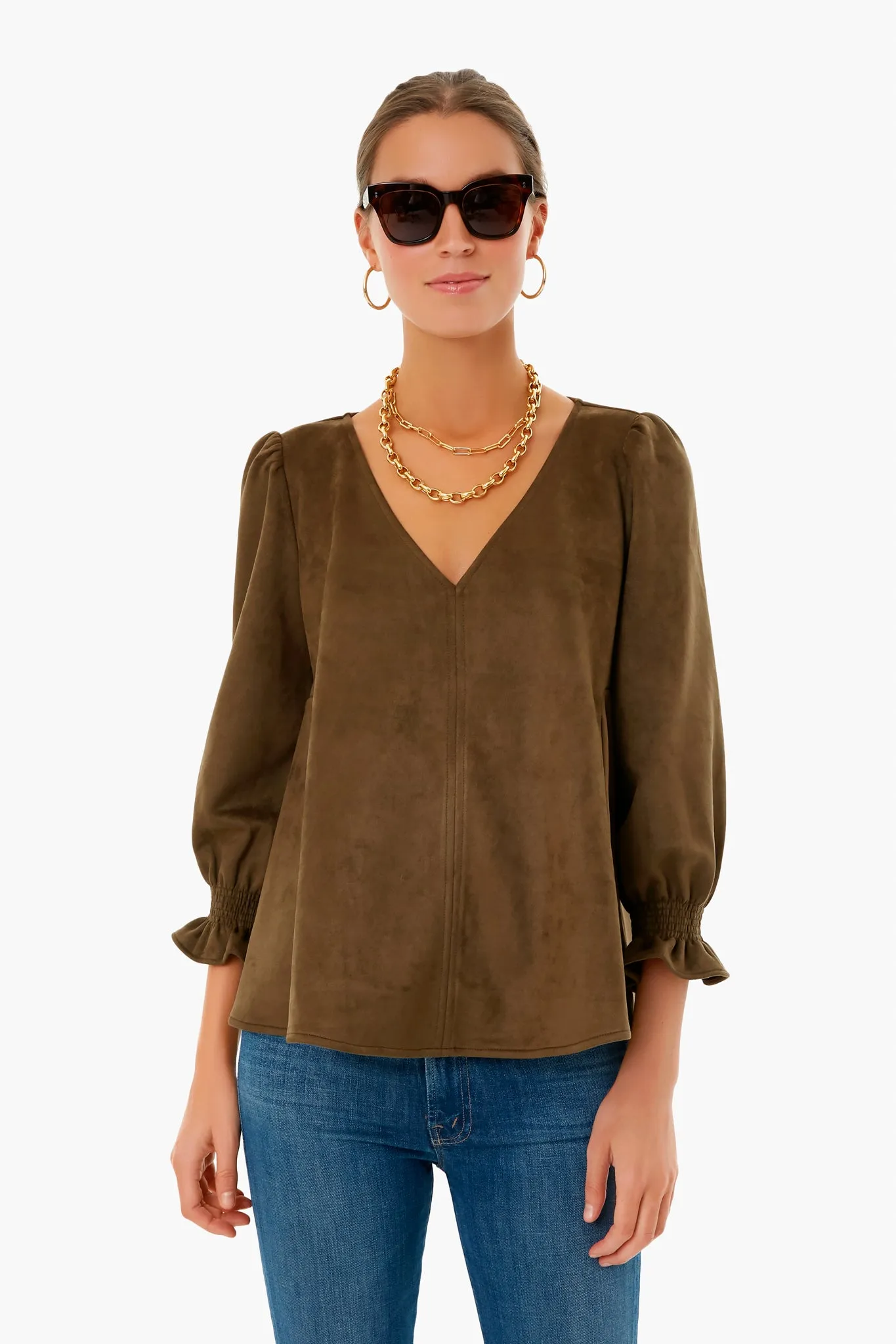 Olive Suede Easton Blouse