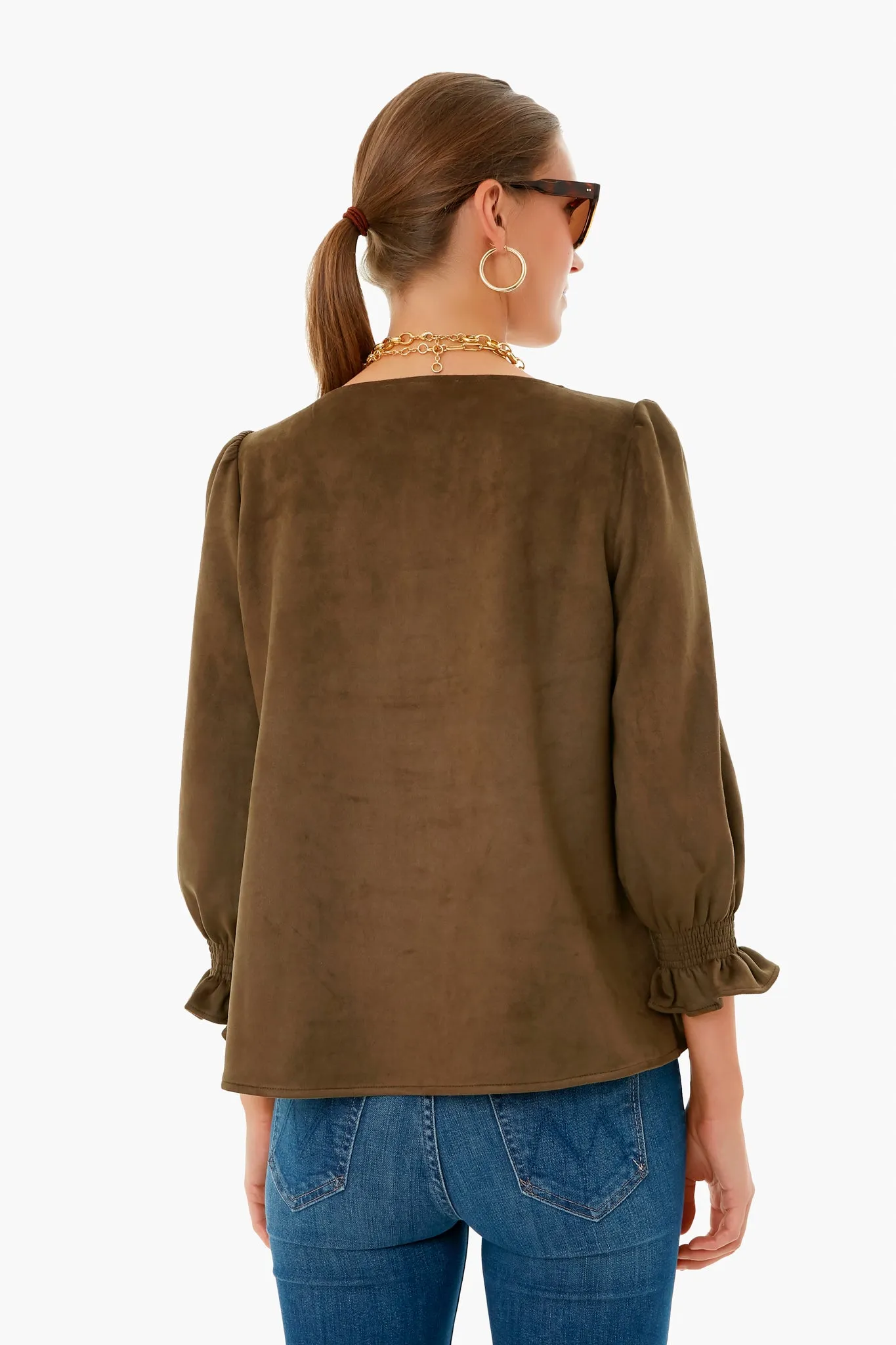 Olive Suede Easton Blouse