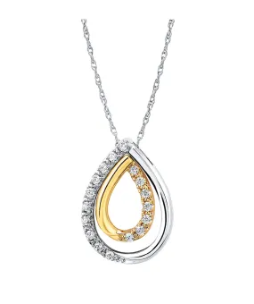 Ostbye - 10K Yellow and White Gold Teardrop Fashion Pendant