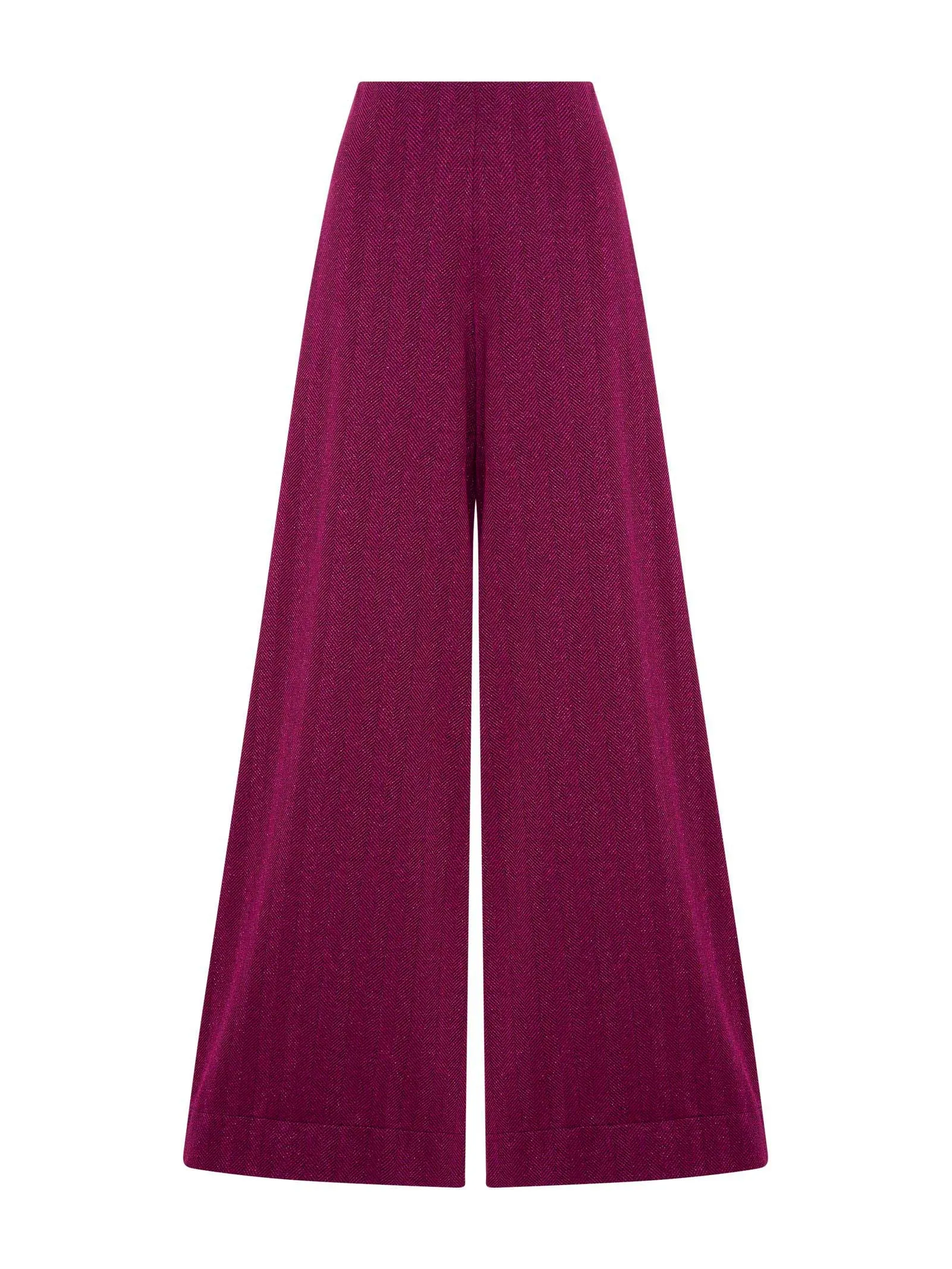 Pantalone a palazzo in tessuto Eco Jacquard - Fant.Fuchsia Purple