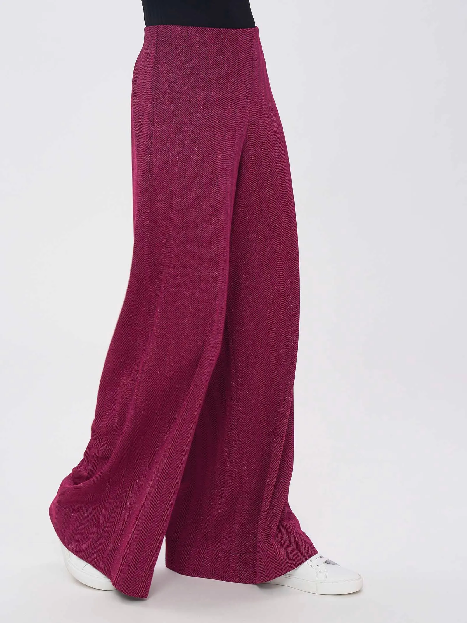 Pantalone a palazzo in tessuto Eco Jacquard - Fant.Fuchsia Purple