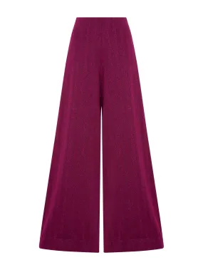 Pantalone a palazzo in tessuto Eco Jacquard - Fant.Fuchsia Purple