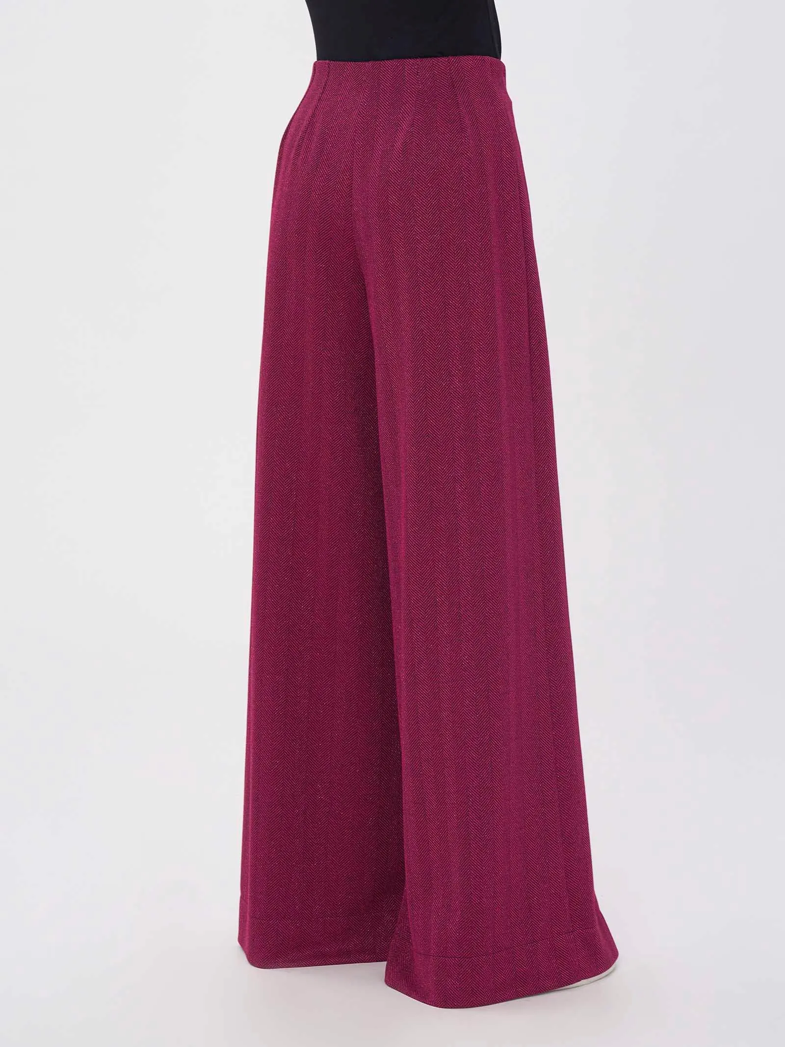 Pantalone a palazzo in tessuto Eco Jacquard - Fant.Fuchsia Purple