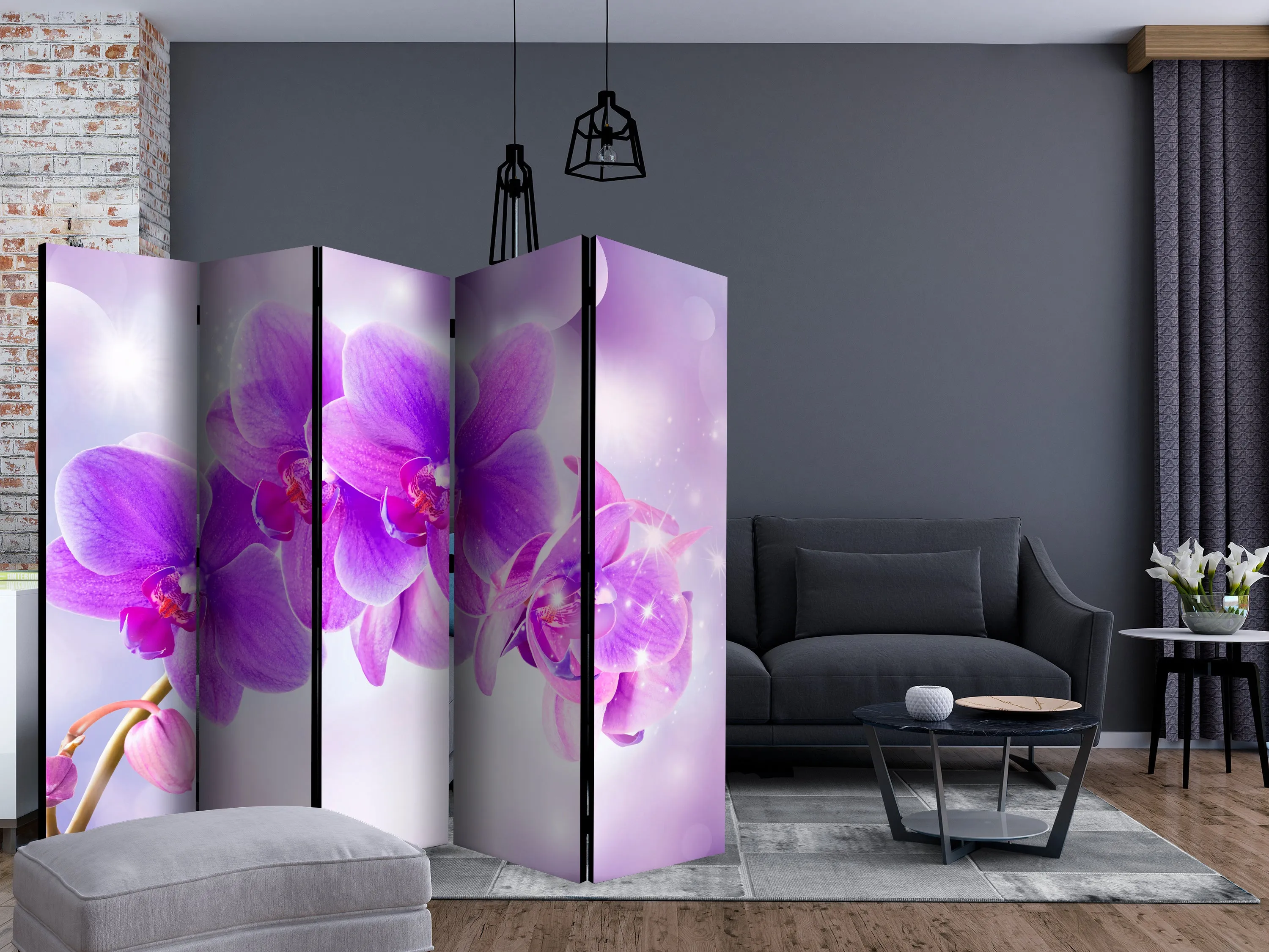 Paravento Purple Orchids II [Room Dividers]