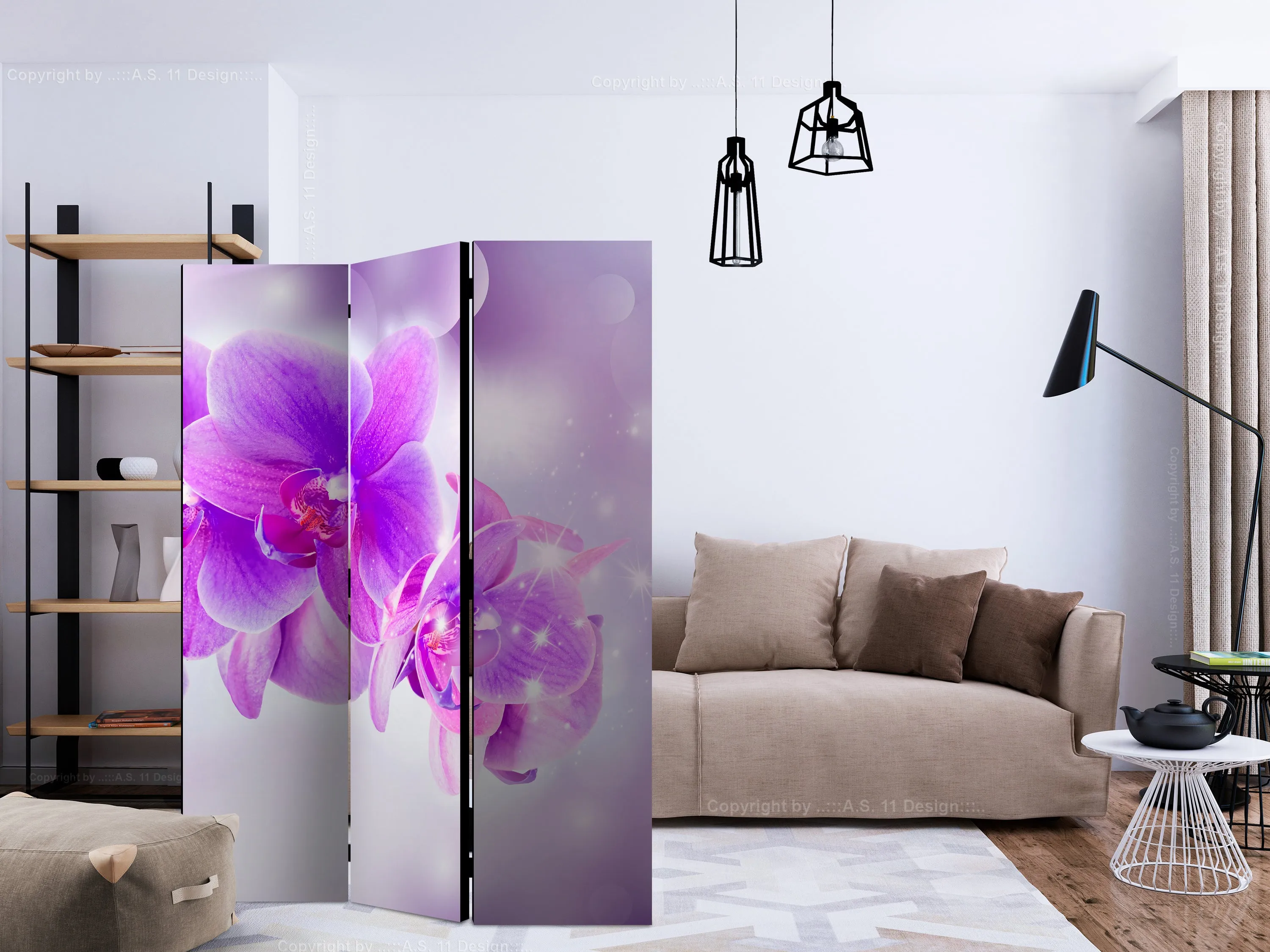 Paravento Purple Orchids [Room Dividers]