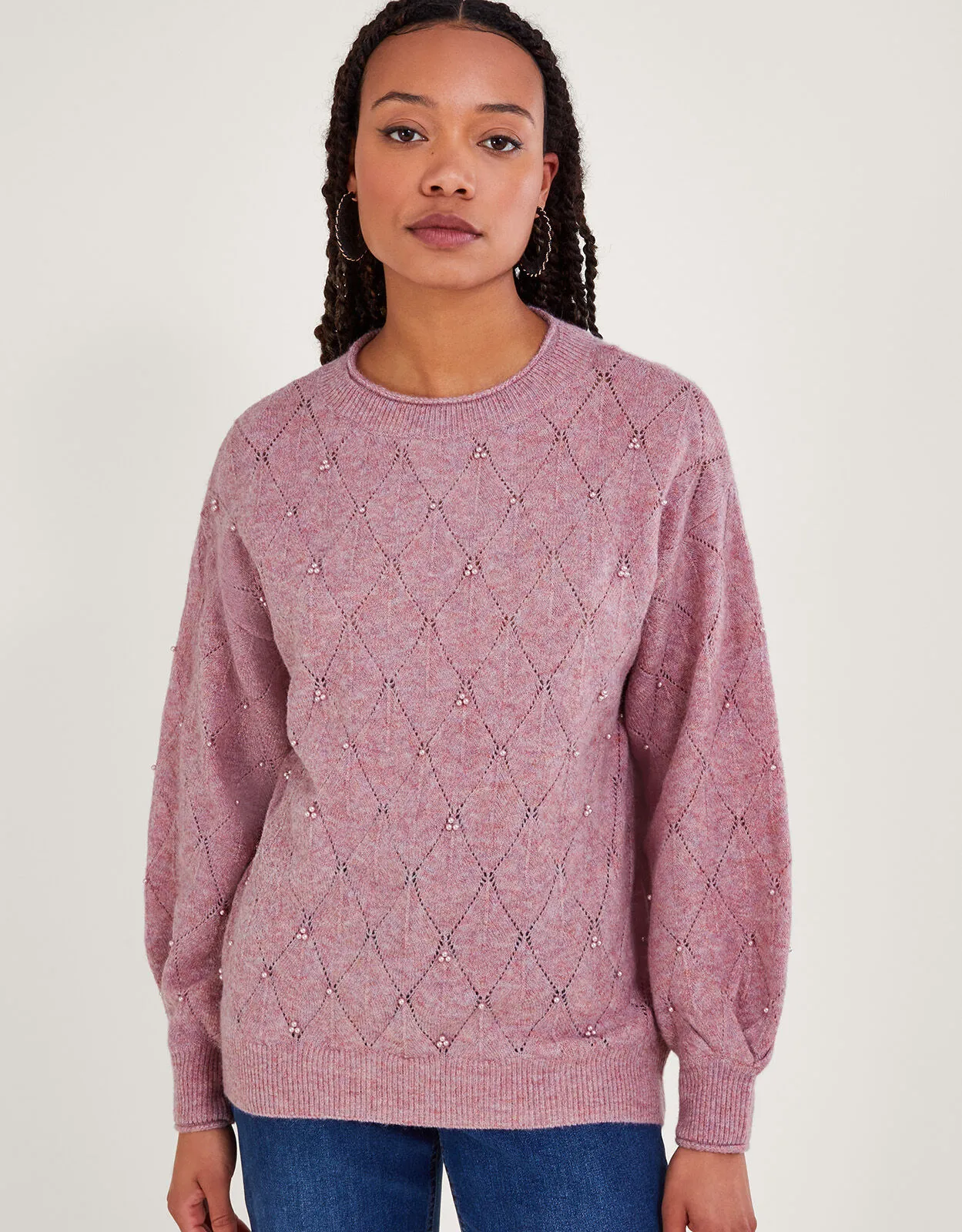 Pearl Detail Jumper Pink