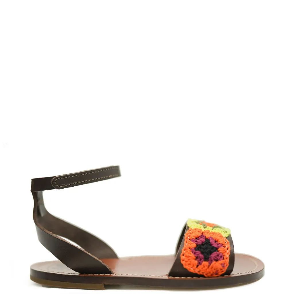 Pepe Brown Crochet Sandal