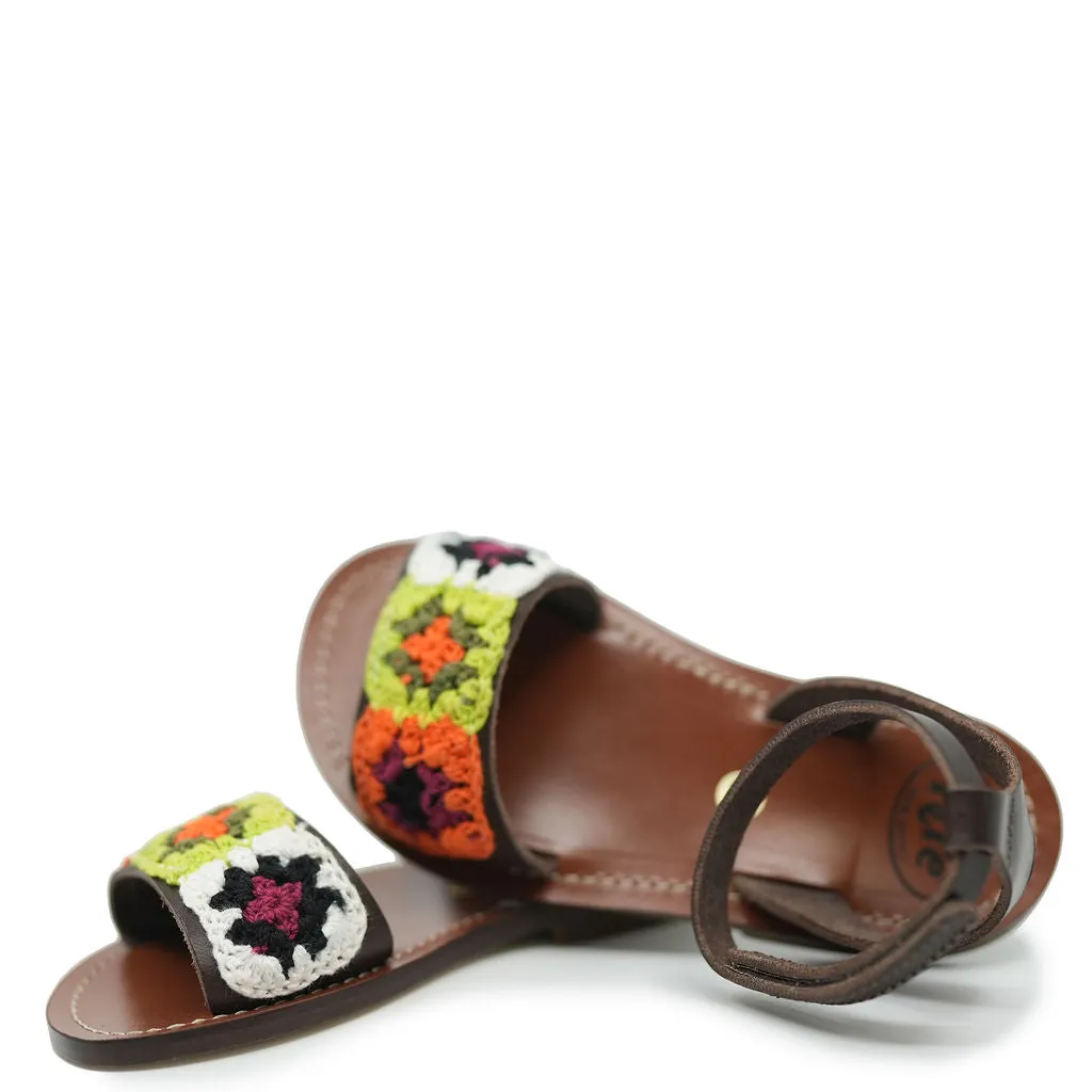 Pepe Brown Crochet Sandal