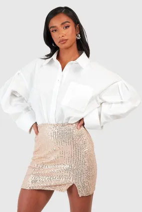 Petite Sequin Split Hem Mini Skirt