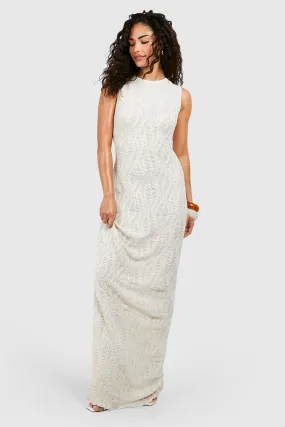 Petite Textured Sleeveless Maxi Dress