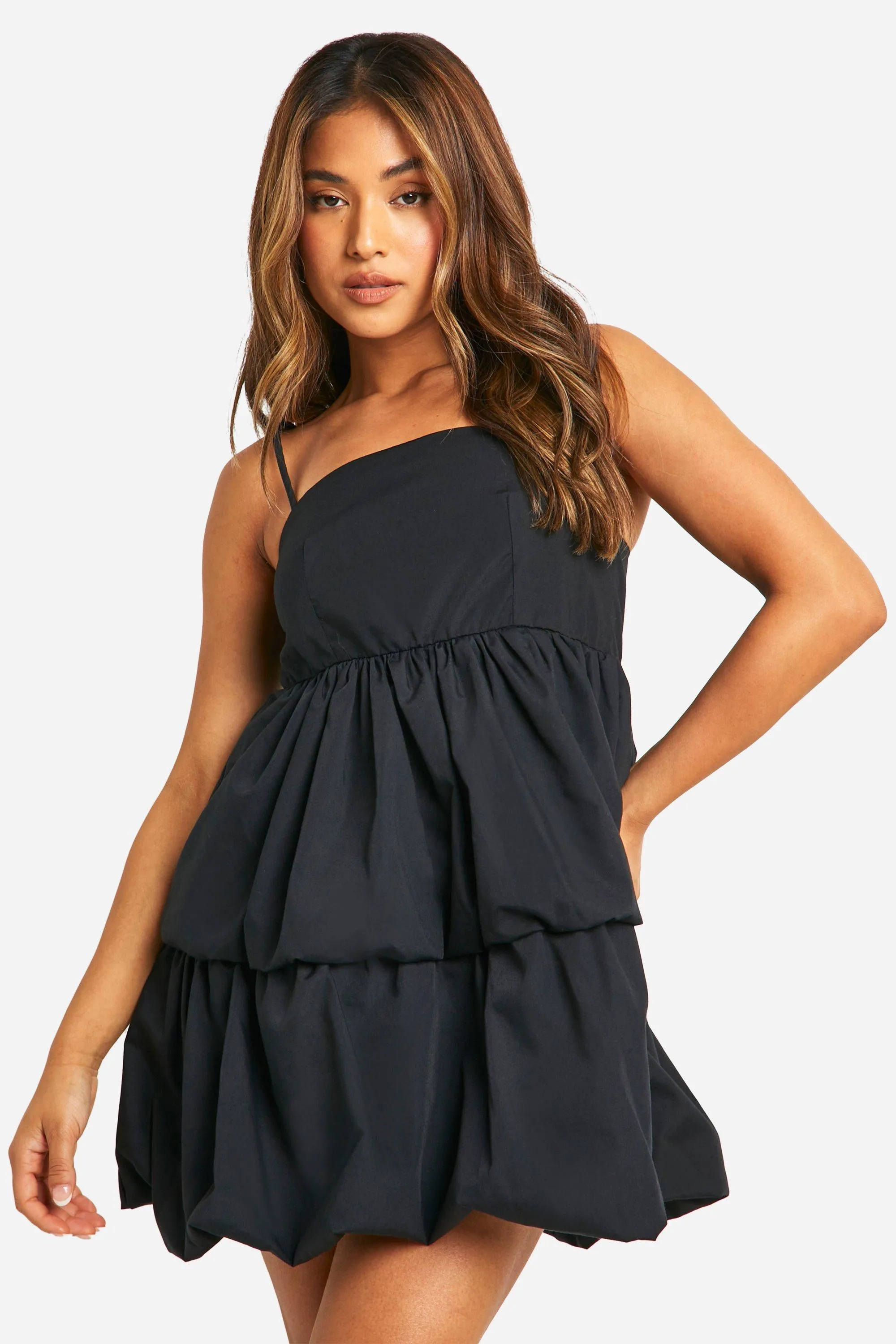 Petite Woven Tiered Bubble Hem Dress