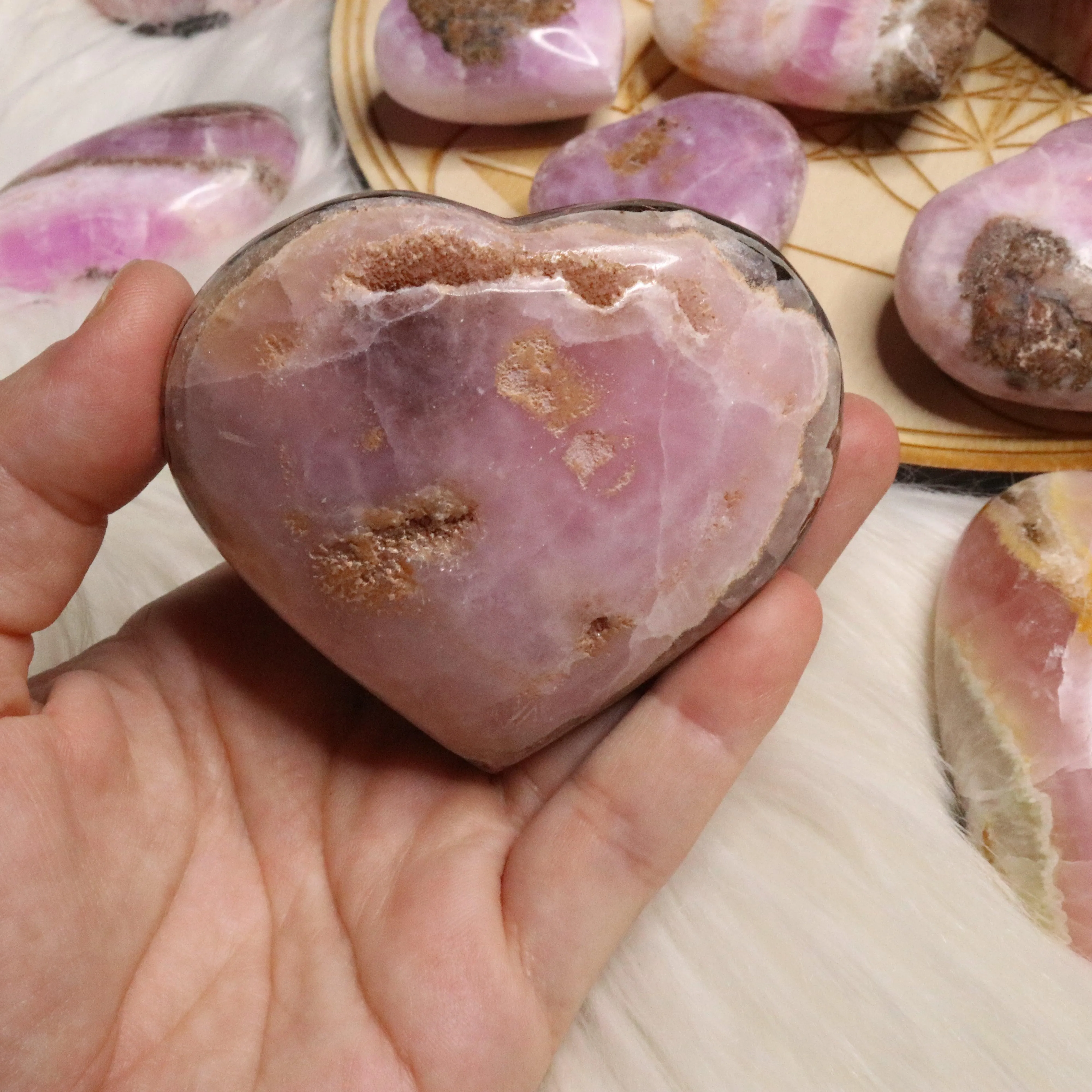 Pink Aragonite ~ Large Puffy Heart ~ Soothing and Stabilizing