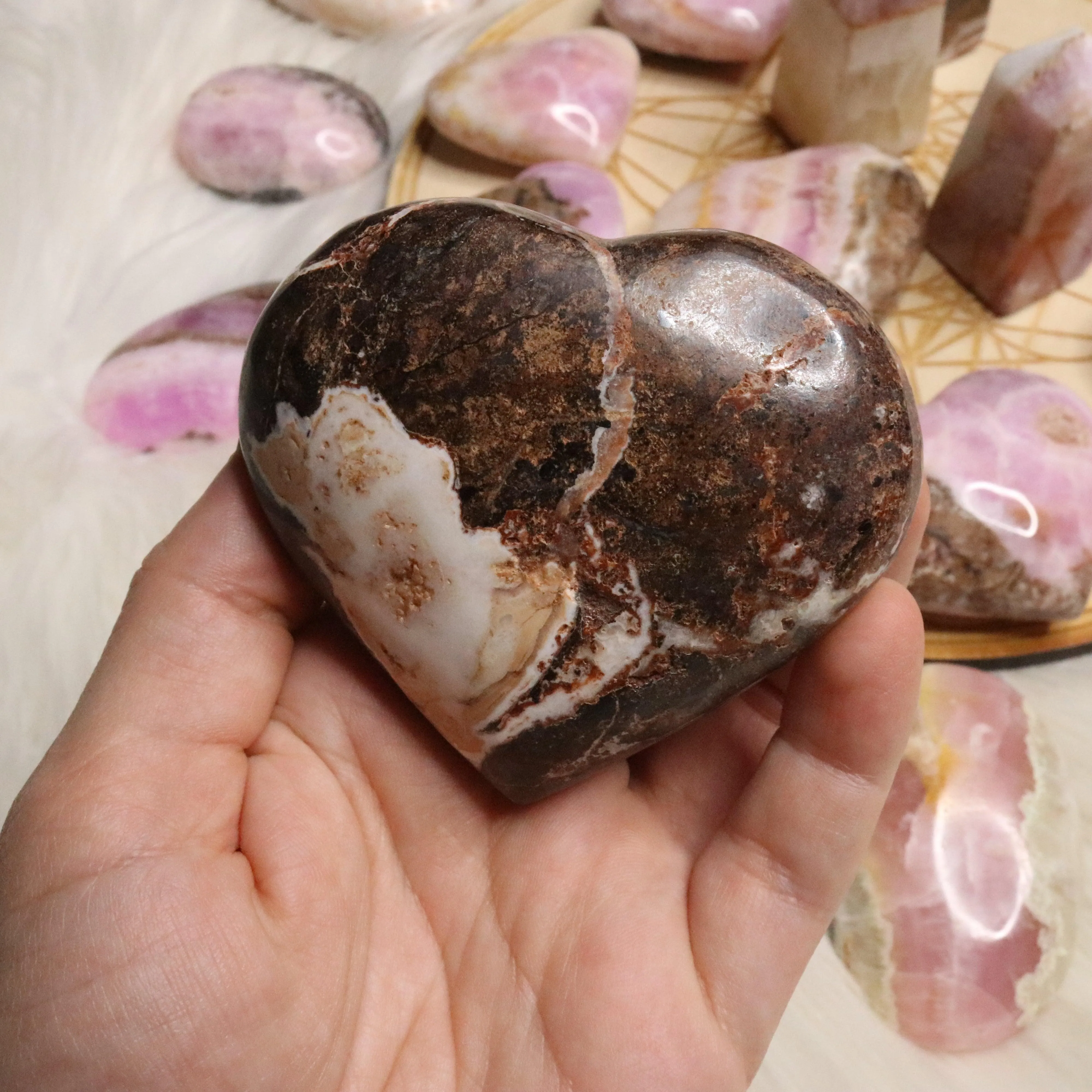 Pink Aragonite ~ Large Puffy Heart ~ Soothing and Stabilizing