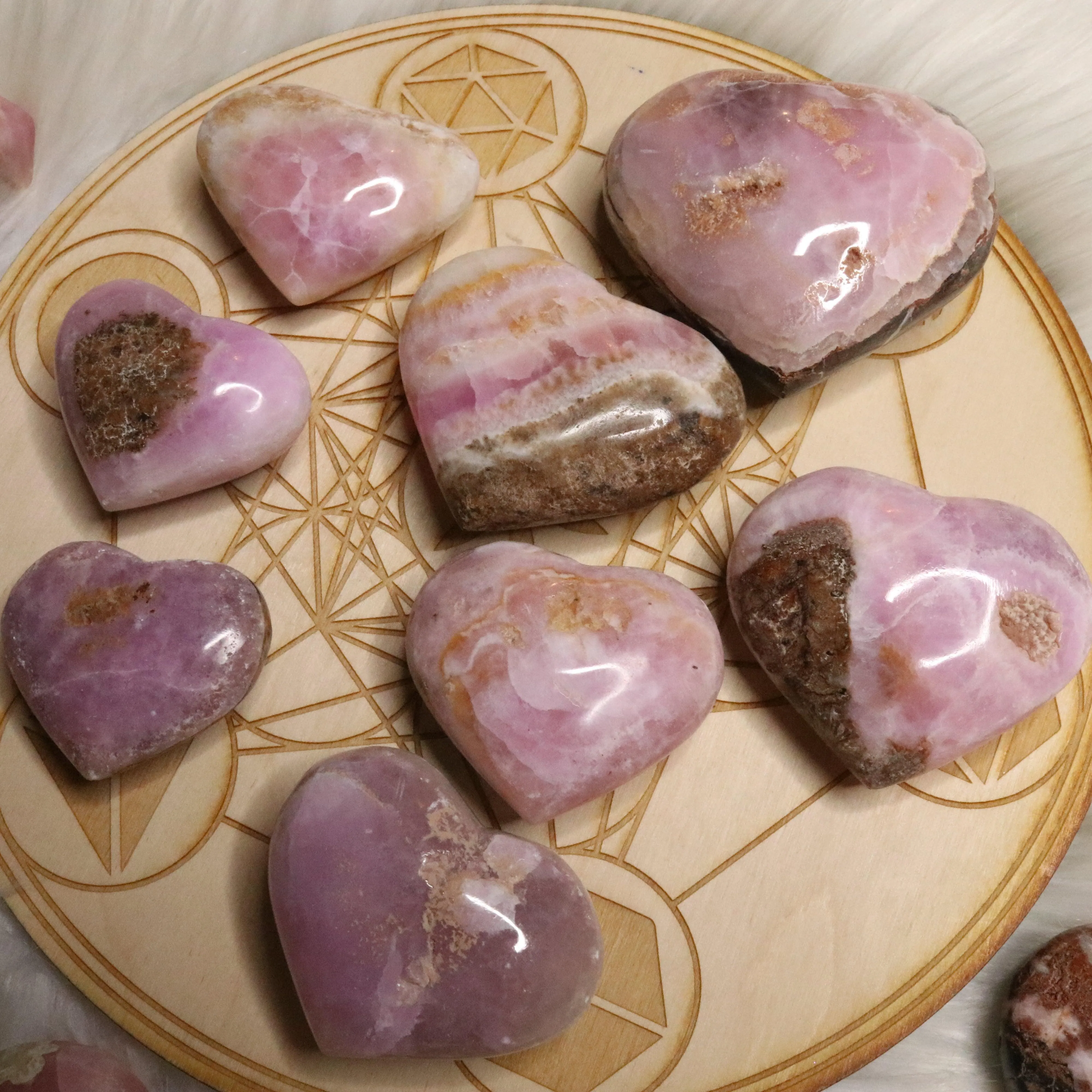 Pink Aragonite ~ Large Puffy Heart ~ Soothing and Stabilizing