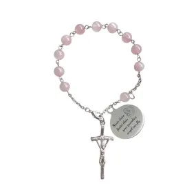 Pink Stone Quartz Beads Car Rosary (Personalisation Available)