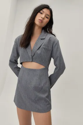 Pinstripe Cut Out Blazer Mini Dress