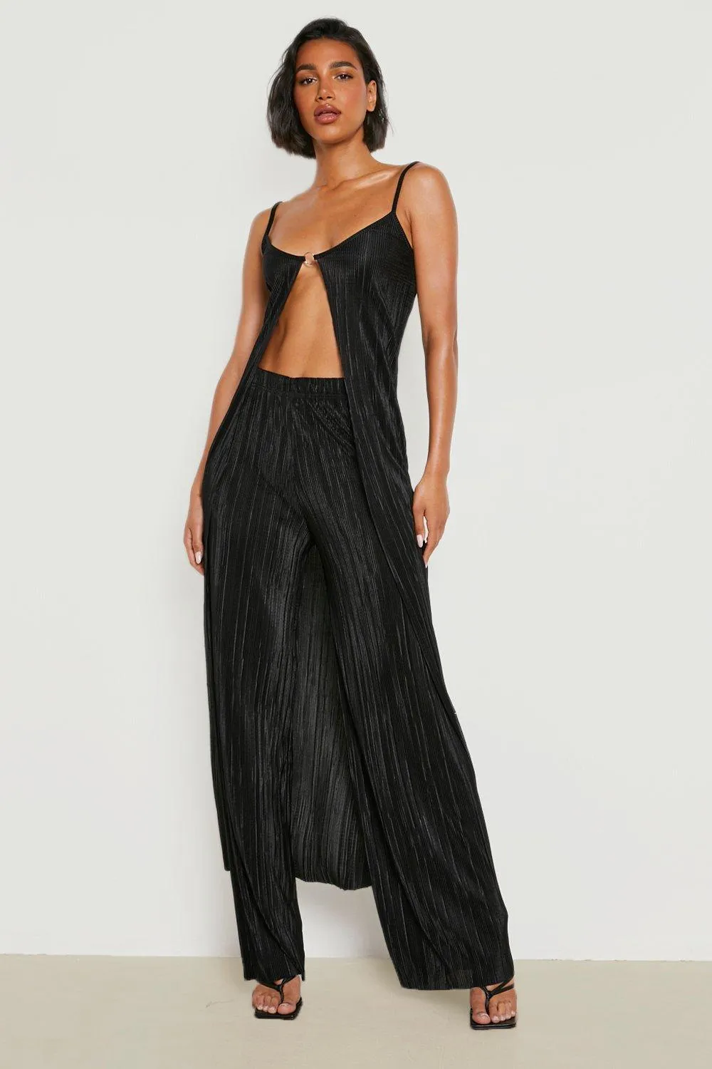 Plisse Wide Leg Pants