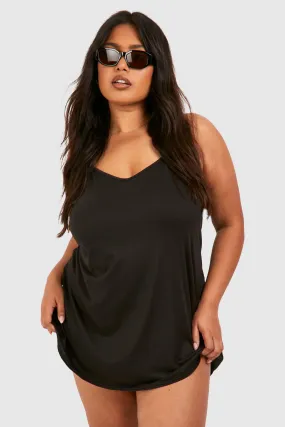 Plus Basic Supersoft Low Back Beach Dress