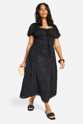 Plus Burnout Milkmaid Midi Dress