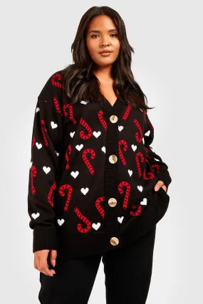 Plus Candy Cane Christmas Cardigan