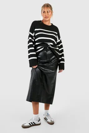 Plus Croc Pu Split Midi Skirt