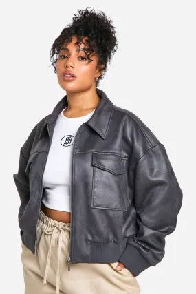 Plus Faux Suede Bomber Jacket