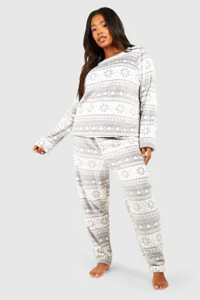 Plus Heart Fairsle Fleece Sweater & Pants Set